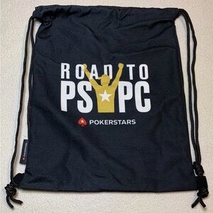 PokerStars Drawstring Bag Black White Back Pouch Gym Backpack Poker Road to PSPC